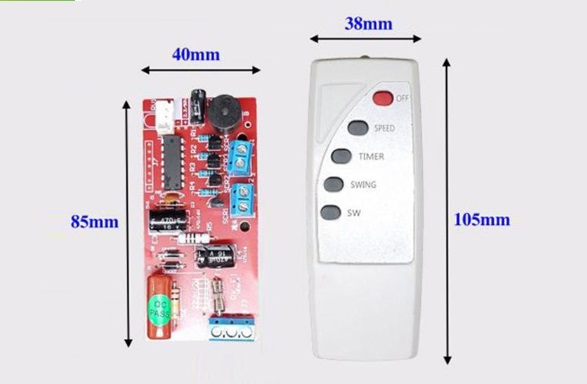 Vỉ mạch điều khiển và remote quạt