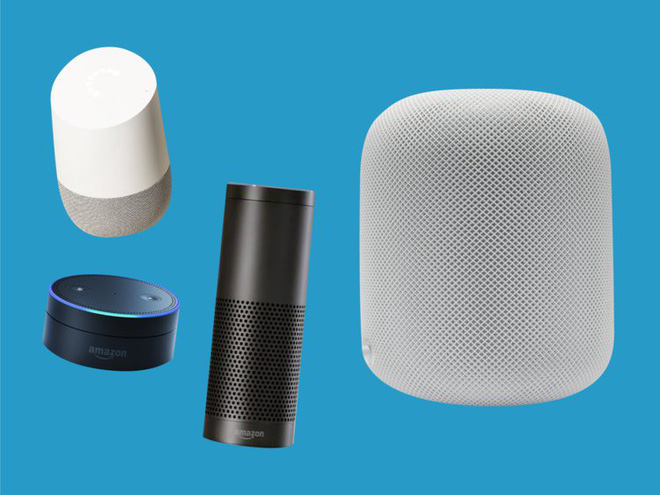  Google Home, Amazon Echo, HomePod 