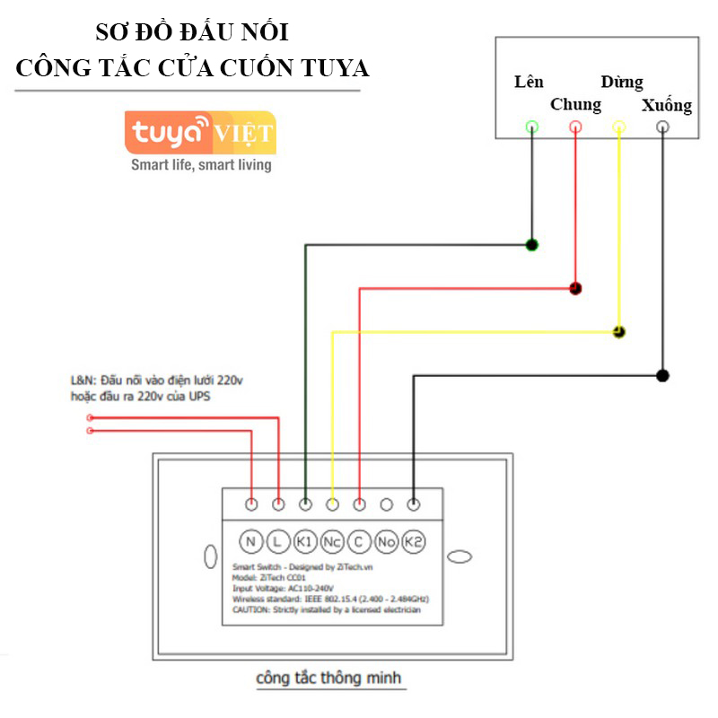 Huong dan dau noi cong tac cua cuon Tuya Wifi